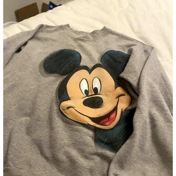 DisneyWorld Gray Mickey Mouse Peekaboo Oversized Crewneck size Small - Picture 2 of 4